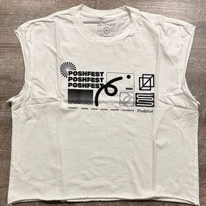 Swagup Poshfest 2021 White modified Graphic Tee shirt size medium